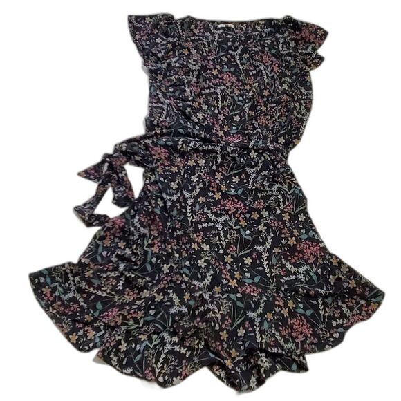 Max Studio floral ruffle midi dress L black - Picture 1 of 10